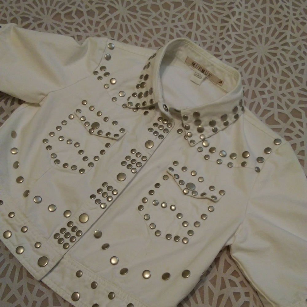 white studded denim jacket